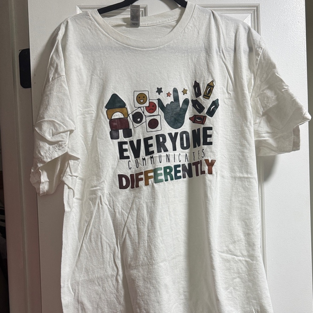 White Graphic Tee - Everyone Communicates Differently
